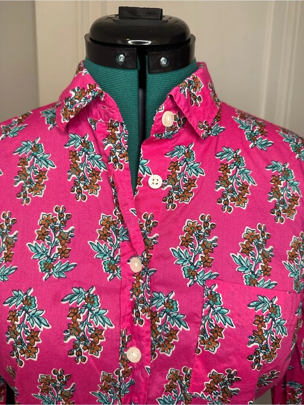 J. Crew Pink Floral Button-Down Shirt